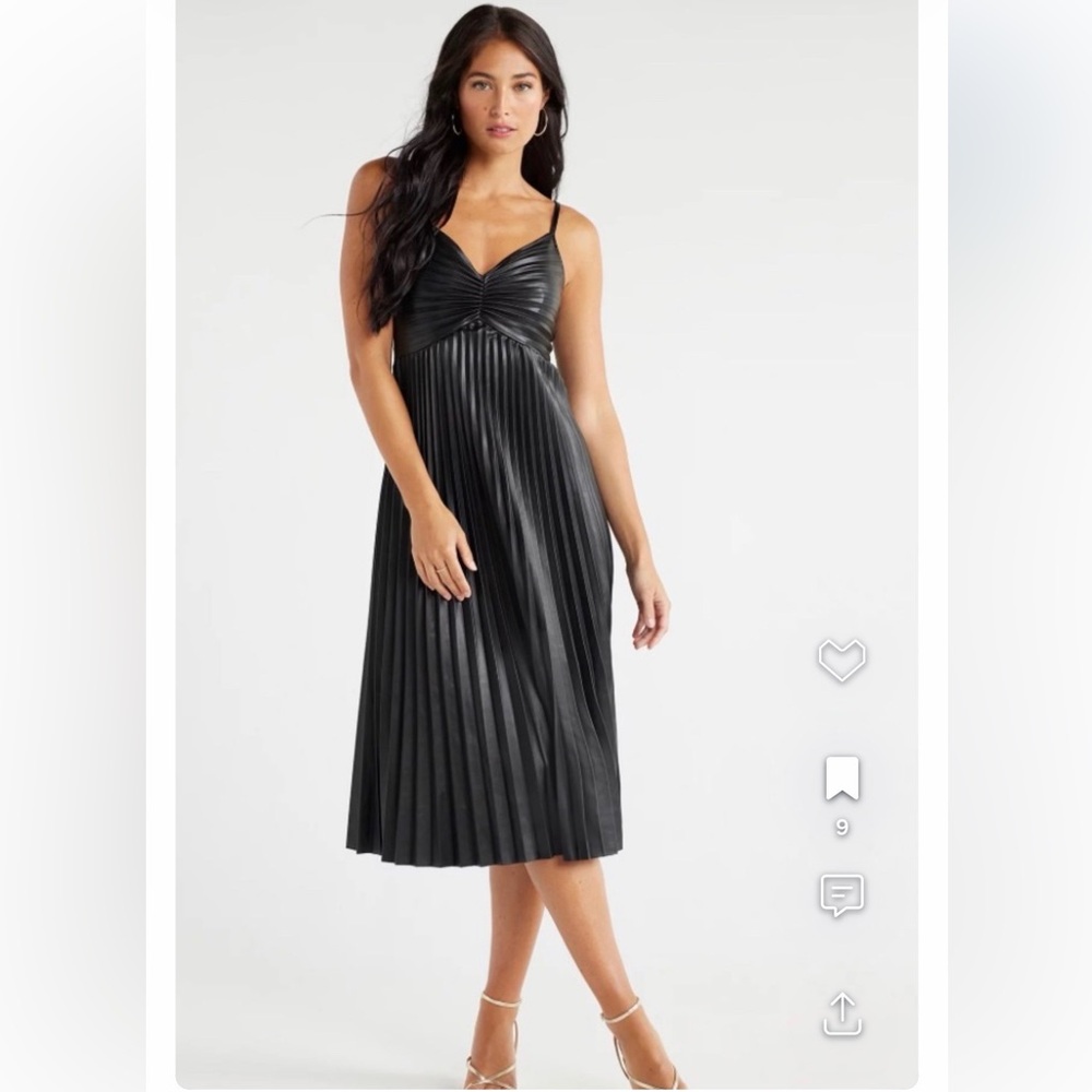 Sofia by Sofia Vergara Black leather like dress.